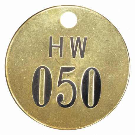 GRAINGER 2YB39 Numbered Valve Tag, 026-050, Gold, Numbers, 25 PK | CQ3ACA