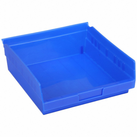 GRAINGER 30170BLUEBLANK Shelf Bin, 11 5/8 Inch Length, 11 1/8 Inch x 4 Inch Size, Blue, Nestable, Label Holders | CQ4MKK 48WH02