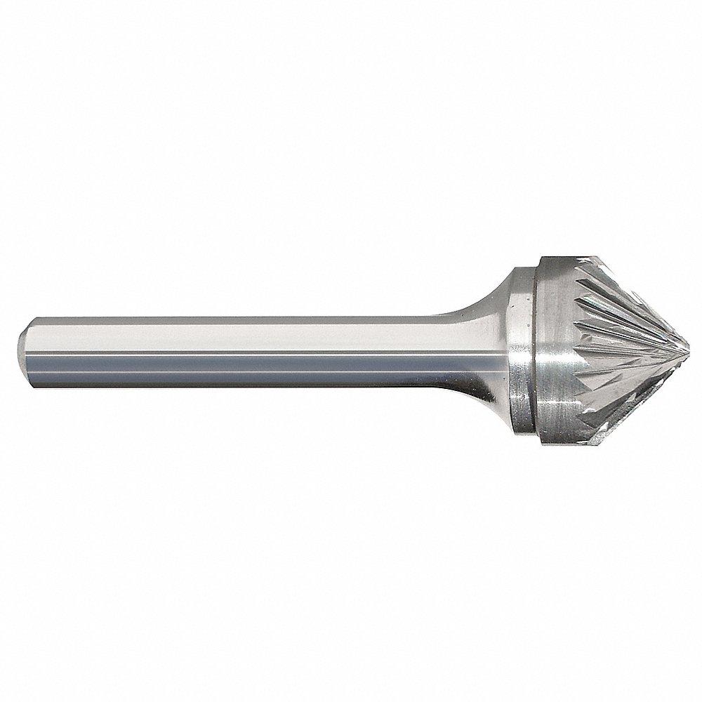 GRAINGER 310-002172C Cone Bur, Double Cut, 1/4 Inch, 1/4 Inch, 1/8 Inch, 2 Inch, Sk-1, 90 Deg. Included Angle | CP6QFZ 22YC68