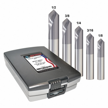 GRAINGER 402-888822 Spotting Drill Bit Set, Carbide, Altin Finish, 1/8 Inch Smallest Body Dia, 5 Pieces | CP9BFH 45YD98