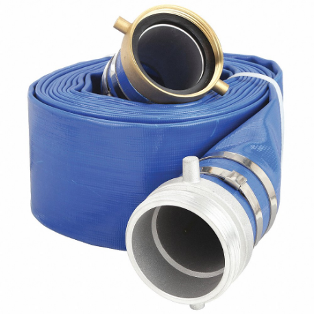 GRAINGER 45DT90 Water Discharge Hose, 1 1/2 Inch Heightose Inside Dia, 25 ft Hose Length, 80 psi, Blue | CQ7XXD