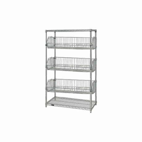 GRAINGER 45VY05 Wire Shelving Unit, Starter, 48 Inch x 24 Inch, 63 Inch OverallHeight, 2 Shelves, Dry | CQ7DMQ