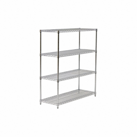 GRAINGER 45VY15 Wire Shelving Unit, Starter, 48 Inch x 24 Inch, 86 Inch OverallHeight, 4 Shelves, Dry | CQ7DMR