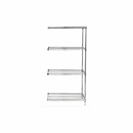 GRAINGER 45VY28 Wire Shelving Unit, Add-On, 36 Inch x 18 Inch, 54 Inch OverallHeight, 4 Shelves, Dry | CQ7DMD