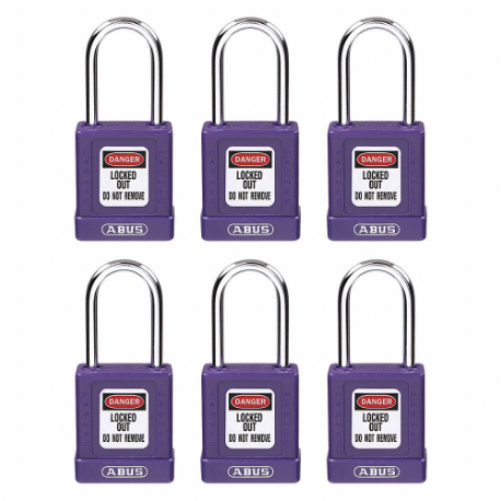 GRAINGER 48JT18 Lockout Padlock, Keyed Alike, Aluminum, Std Body Body Size, Hardened Steel, Std | CQ2KFW