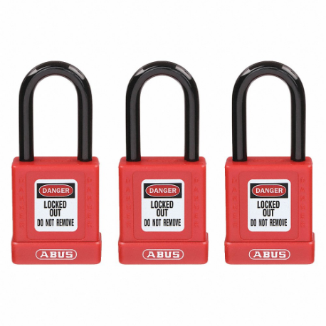 GRAINGER 48JT50 Lockout Padlock, Keyed Alike, Aluminum, Long Body Body Size, Hardened Steel, Std | CQ2KFR