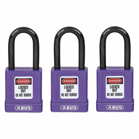 GRAINGER 48JT57 Lockout Padlock, Keyed Alike, Aluminum, Std Body Body Size, Hardened Steel, Std | CQ2KHB