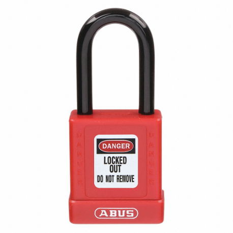 GRAINGER 48JT74 Lockout Padlock, Keyed Different, Aluminum, Long Body Body Size, Hardened Steel | CQ2KLH