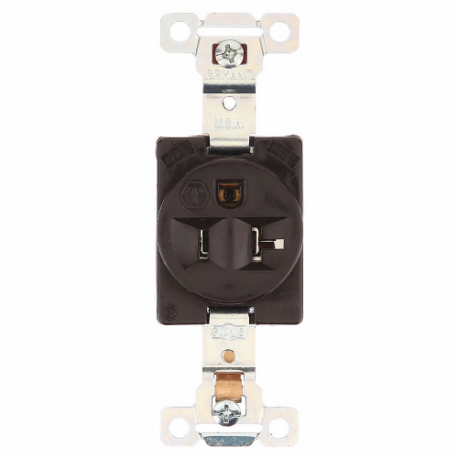 GRAINGER 5361 Receptacle, Single, 5-20R, 125V AC, 20 A, 2 Poles, Brown, Screw Terminals, Std Protection | CQ2GCF 52HC25