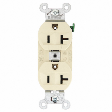 GRAINGER 5362BI Receptacle, Duplex, 5-20R, 20 A, 125V AC, Ivory, 2 Poles, Screw Terminals, Std Resist | CP8XWM 49YY73