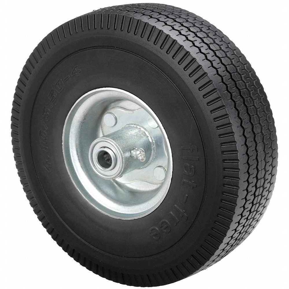 GRAINGER 53CM95 Flat-Free Polyurethane Foam Wheel, 10 Inch Wheel Dia, 3 Inch Wheel Width, 350 lb, Steel | CQ3RCG