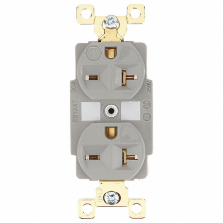 GRAINGER 5462GRY Receptacle, Single, 6-20R, 250V AC, 20 A, 2 Poles, Gray, Screw Terminals, Std Protection | CQ2GCD 52HD34
