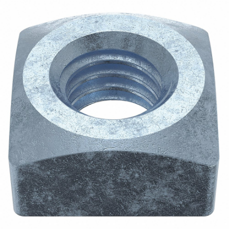 Square Nut, 7/16 In - 14 Thread Size, Zn Plated, 3/4 In Square Ht., Not Gr., Steel