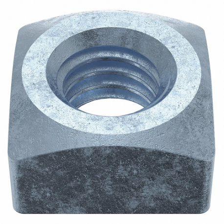 Square Nut, 3/8 In - 16 Thread Size, Zn Plated, 21/64 In Square Ht., 5/8 In Square Wd.