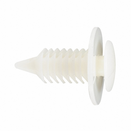 GRAINGER 5RKL9 Push-In Rivet, Domed Rivet Head, Ribbed Shank, Nylon, Natural, 0.344 Inch Rivet Dia | CQ3YEN