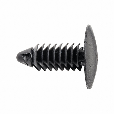 Rivet, 13/16 In Rivet Lg., 1/4 In Hole Size, Blk, Ribbed, Nylon