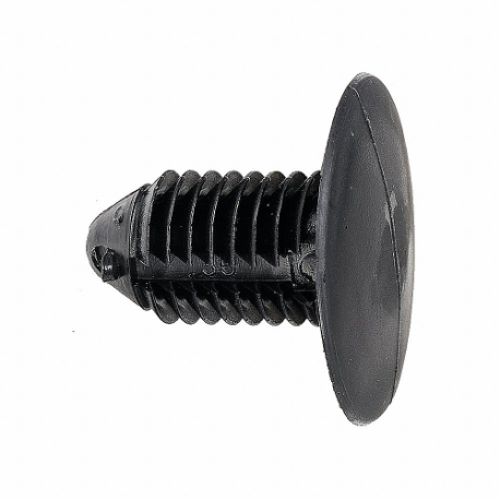Rivet, 0.844 In Rivet Lg., 3/8 In Hole Size, Blk, Ribbed, Nylon