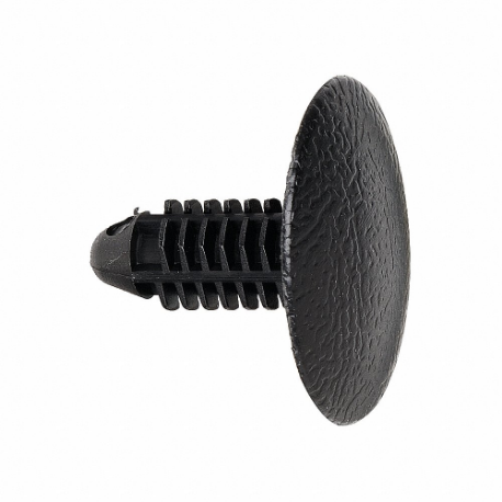 Rivet, 20 mm Rivet Lg., 7 mm Hole Size, Blk, Ribbed, Plastic