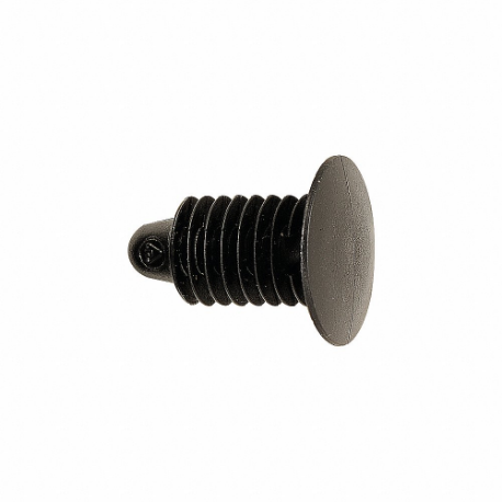 Rivet, 12 mm Rivet Lg., 6 mm Rivet Dia., Blk, Ribbed, Plastic