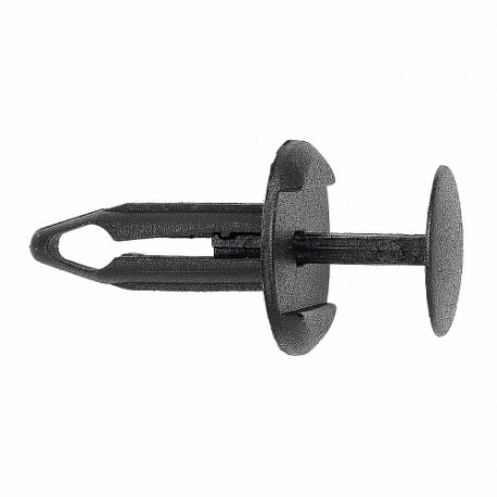 Rivet, 23 mm Rivet Lg., 6 mm Hole Size, Blk, Keyhole, Plastic