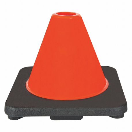 GRAINGER 6FGY9 Traffic Cone, Not Approved for Roadway Use, Non-Reflective, Black Base, 6 Inch Cone Height | CQ7QZM