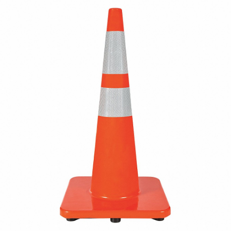 GRAINGER 6VKH1 Traffic Cone, High Speed Roadway 45 MPH or Higher, Reflective, 28 Inch Cone Height | CQ7QYR