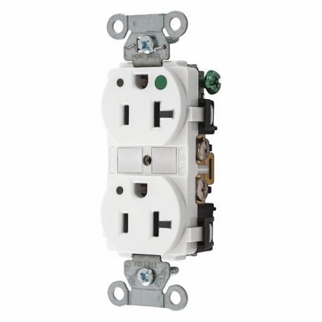 GRAINGER 8300HBWL Receptacle, Duplex, 5-20R, 20 A, 125V AC, White, 2 Poles, Screw Terminals | CR3DHM 49YY85