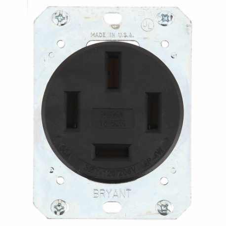 GRAINGER 8360FR Receptacle, Single, 18-60R, 120/208V AC, 60 A, 4 Poles, Black, Screw Terminals | CQ2GCB 49YY87