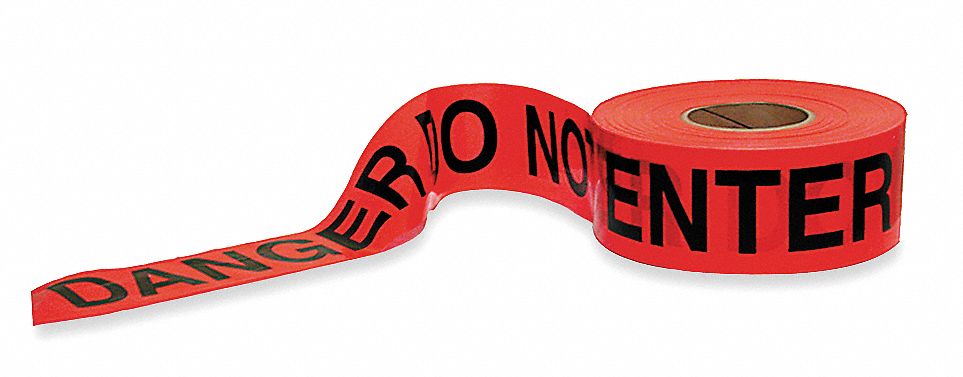 GRAINGER 1N962 Danger Do Not Enter Barricade Tape, Red, 3 Inch Wide, 1000 Feet Length | CH6TBH