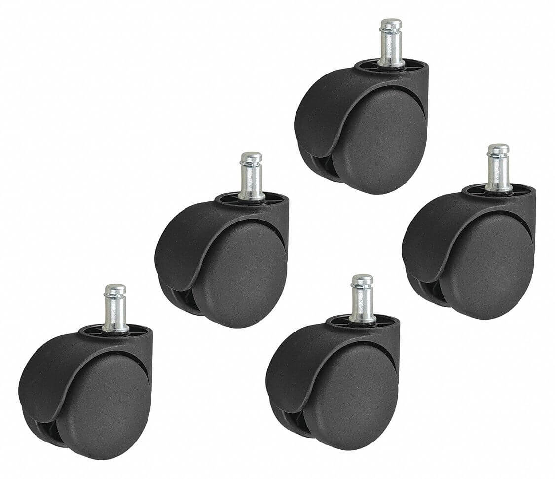 Friction Ring Stem Caster Kit, 2 3/16 Inch Wheel Dia., 375 Lbs. Load Rating