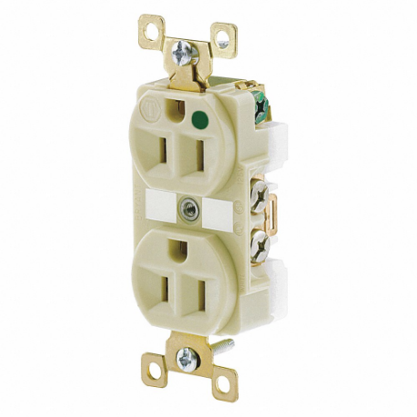 GRAINGER BRY8200IL Receptacle, Duplex, 5-15R, 15 A, 125V AC, Ivory, 2 Poles, Screw Terminals | CQ2EWY 52HD42