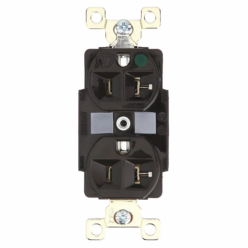 GRAINGER BRY8300 Receptacle, Duplex, 5-20R, 20 A, 125V AC, Brown, 2 Poles, Screw Terminals | CQ2EZW 49YZ09