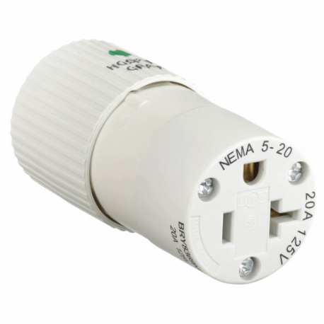 GRAINGER BRY8369NC Straight Blade Connector, 5-20R, 20 A, 125VAC, 2 Poles, White | CQ2EVY 49YY30