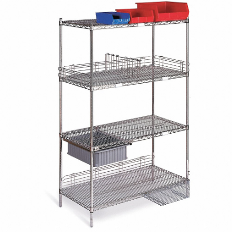 GRAINGER CC1872Z-SR Wire Shelving Unit, 72 Inch x 18 Inch x 68 Inch, Dry, Split Sleeve, 4 Shelves, Silver | CQ2NHU 9NKF0