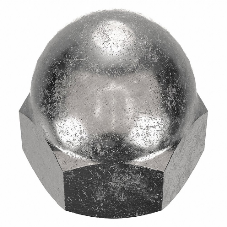 Cap Nut, 3/8 In - 24 Thread Size, 5/8 In Overall Ht., 9/16 In Hex Wd., Gr. 18-8