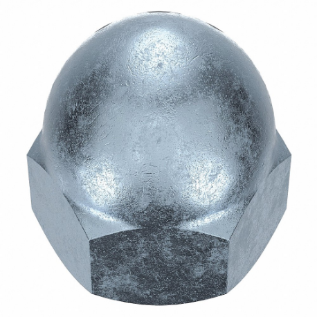 Cap Nut, 3/8 In - 16 Thread Size, 5/8 In Overall Ht., 9/16 In Hex Wd., Not Gr., Right Hand, Coarse, 70000 psi TS