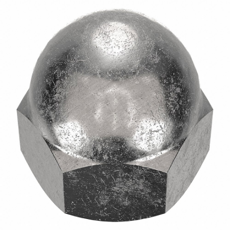 Cap Nut, 1/4 In - 28 Thread Size, 0.469 In Overall Ht., 7/16 In Hex Wd., Gr. 18-8, Fine, 85000 psi TS