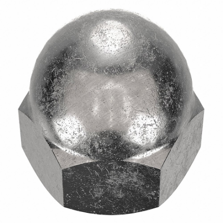 Cap Nut, 3/8 In - 16 Thread Size, 5/8 In Overall Ht., 9/16 In Hex Wd., Gr. 18-8, Right Hand
