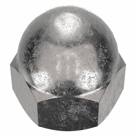 Cap Nut, 1/4 In - 28 Thread Size, 0.469 In Overall Ht., 7/16 In Hex Wd., Gr. 316L