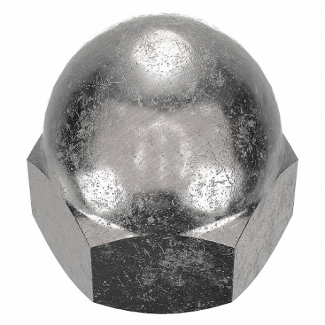 Cap Nut, 3/8 In - 16 Thread Size, 5/8 In Overall Ht., 9/16 In Hex Wd., Gr. 316L, Right Hand