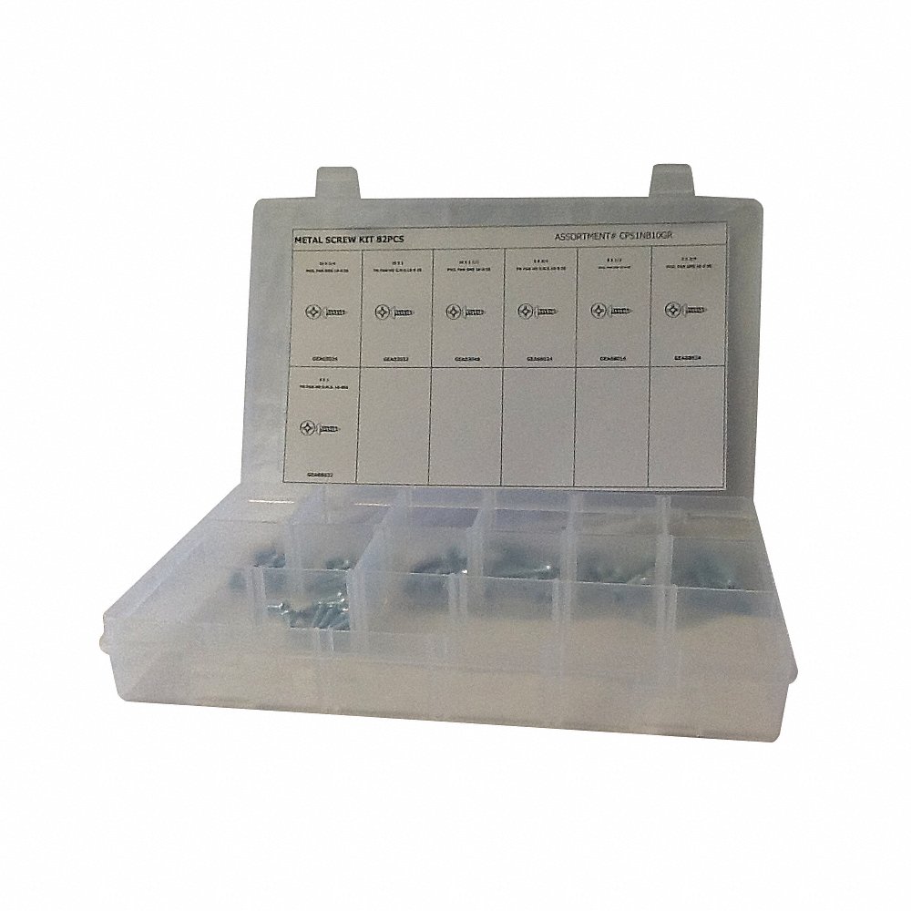 GRAINGER CPS1NB10GR Tapping Screw Assortment, 82 Pieces | CD2MDG 53WR21