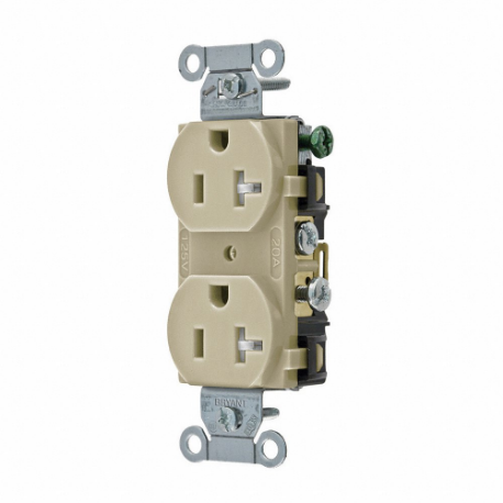 GRAINGER CRS20ITR Receptacle, Duplex, 5-20R, 20 A, 125V AC, Ivory, 2 Poles, Screw Terminals | CP8XWK 52HD93