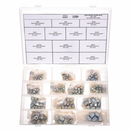 GRAINGER CT102 Acorn Nut Assortment, Steel | CQ2AEP 6XEE7