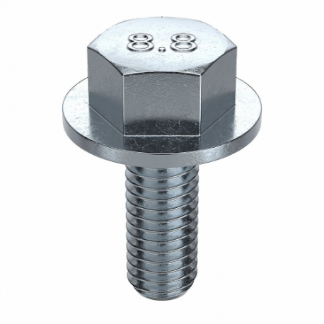 GRAINGER M01258.080.0016 Flange Bolts, Serrated, Steel, Class 8.8, Zinc Plated, 16 mm Length, Fully Threaded | CP9LTZ 38CP98