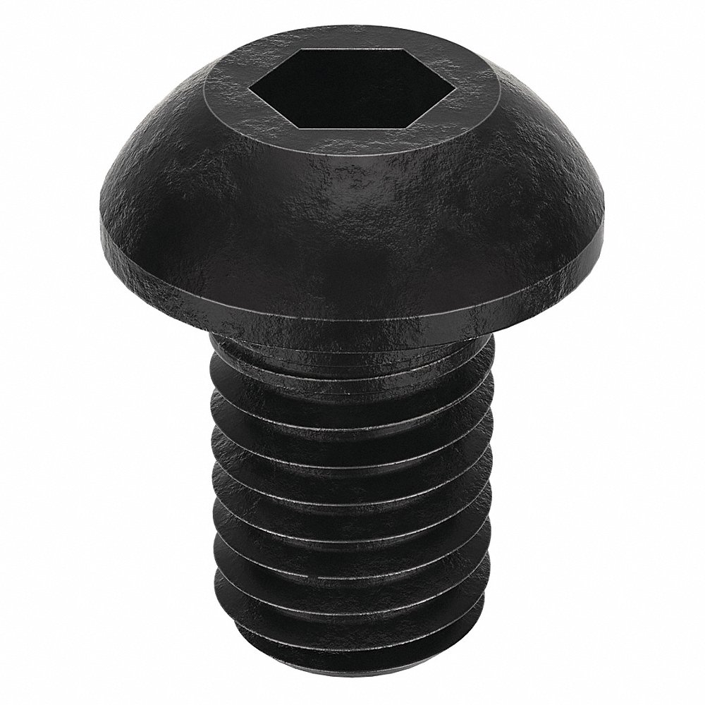 Socket Head Cap Screw, M10x1.5 Thread Size, Button, 16mm Lg., 5.5mm Head Ht., Blk Oxide, Steel