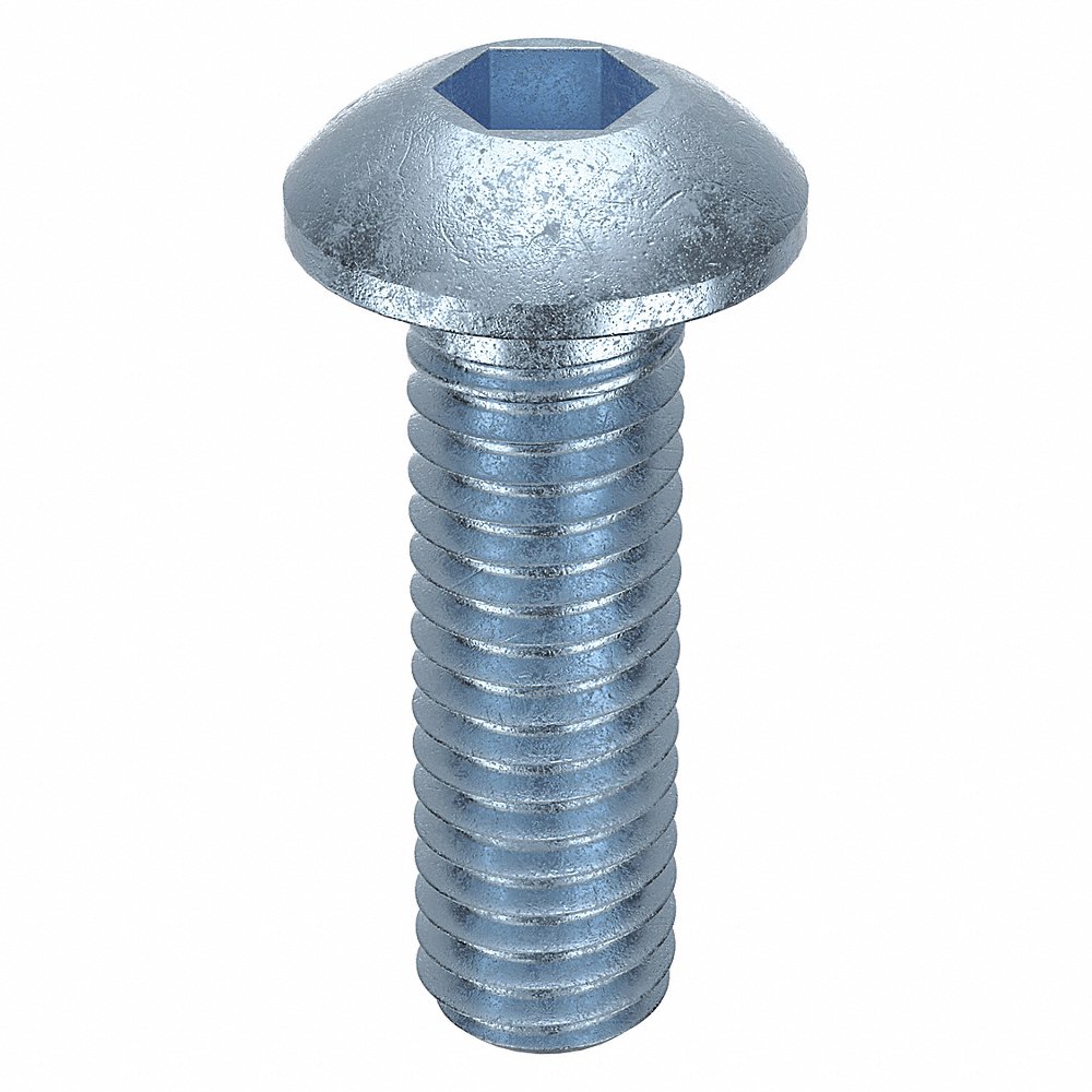 Socket Head Cap Screw, M3x0.5 Thread Size, Button, 10mm Lg., 1.65mm Head Ht., Zn Plated, Steel
