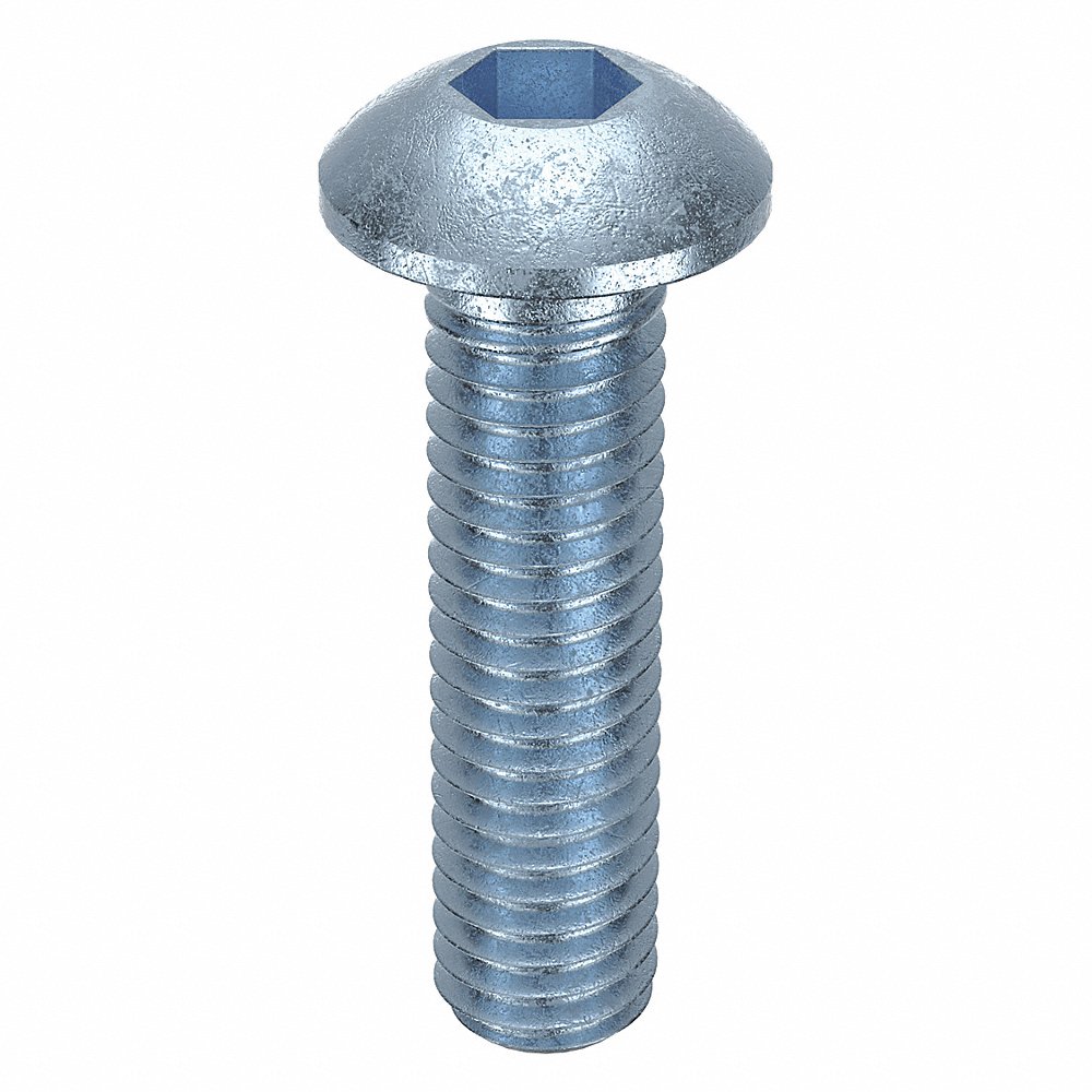 Socket Head Cap Screw, M3x0.5 Thread Size, Button, 12mm Lg., 1.65mm Head Ht., Zn Plated, Steel