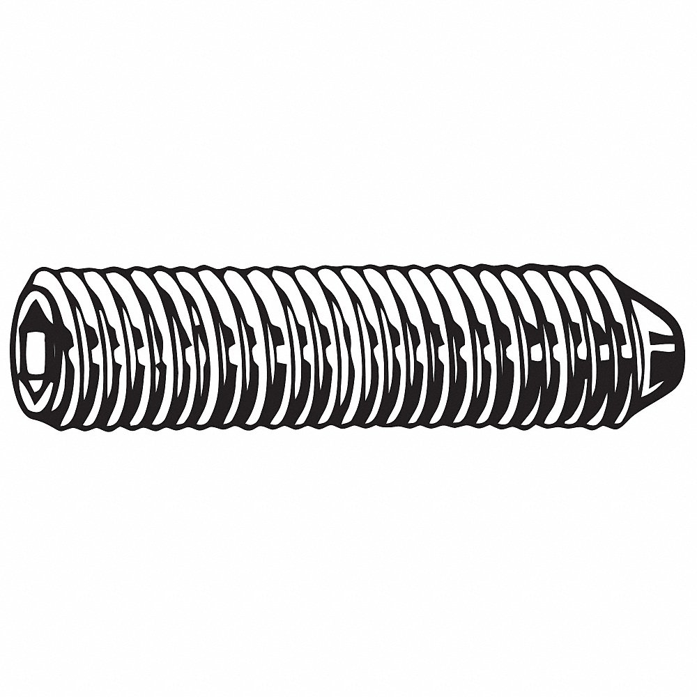 Set Screw, M6x1 Thread Size, Plain, 25 mm Lg., 5 mm Drive Size, Cone, Hex Socket