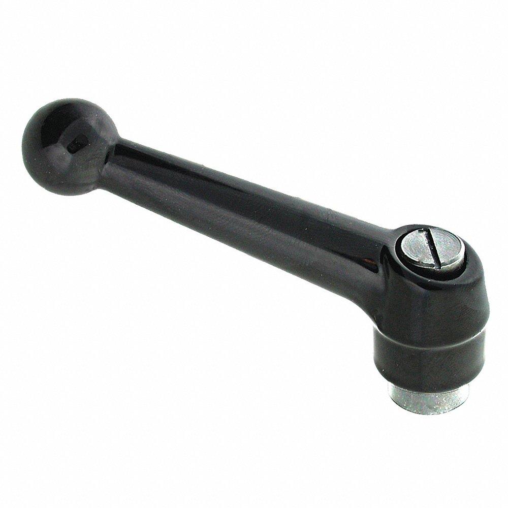 GRAINGER MA-89043 Adjustable Handle, Ball Knob, Zinc Handle, 10 mm Hole Thread Size, Black | CP6YWZ 419H77