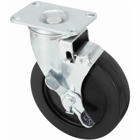 GRAINGER P12S-R050D-12-WB Standard Plate Caster, 5 Inch Dia, 6 3/16 Inch Height | CQ6YFW 490V63